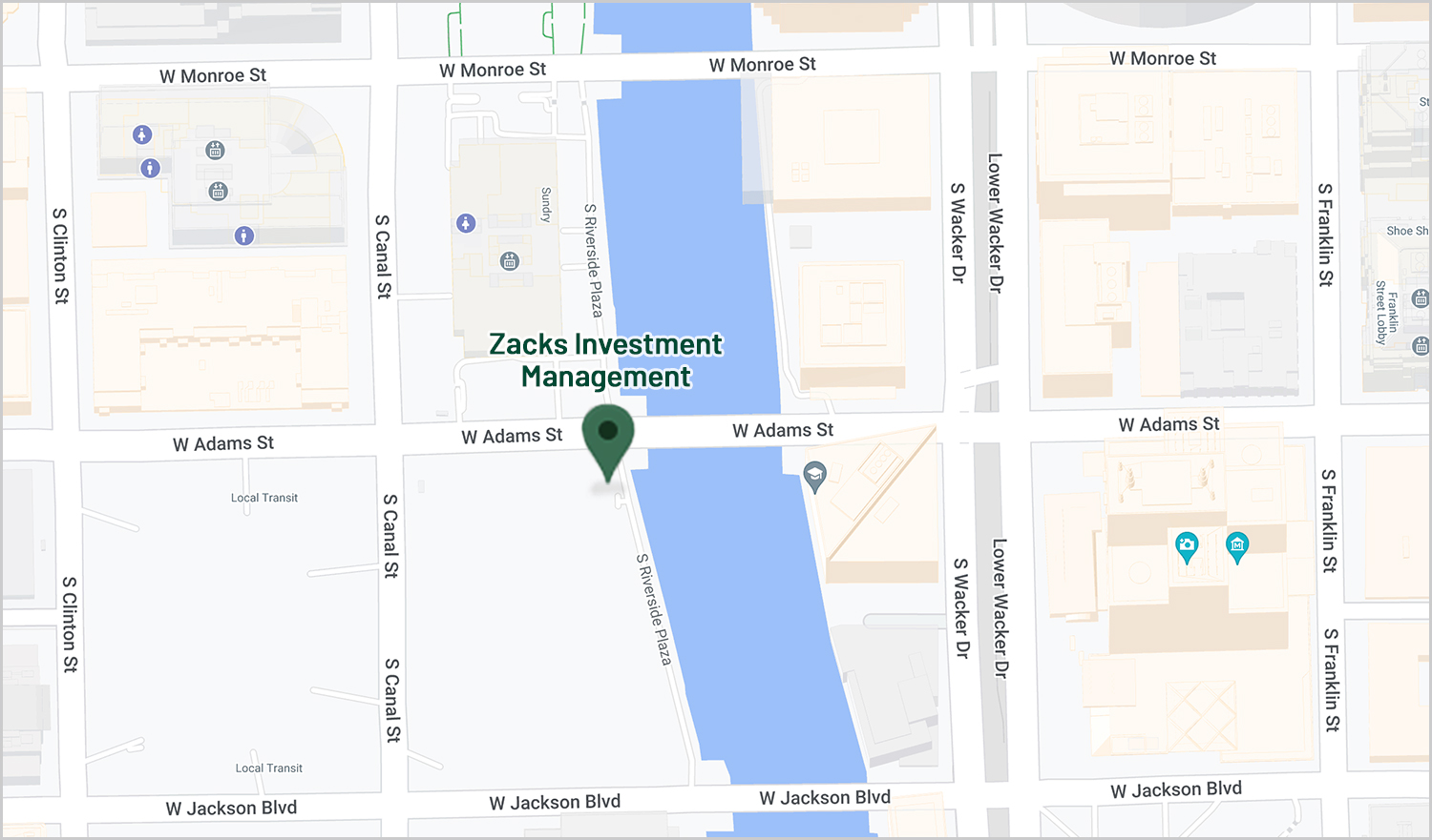 Google maps view of Zacks Investment Management headquarters.