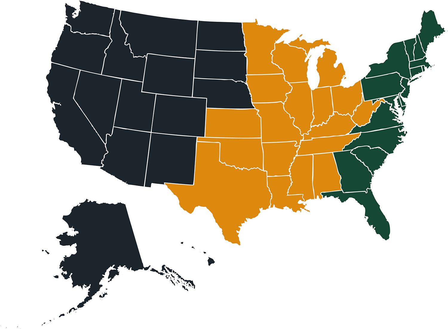 Map of RIA Solutions regions across the US.
